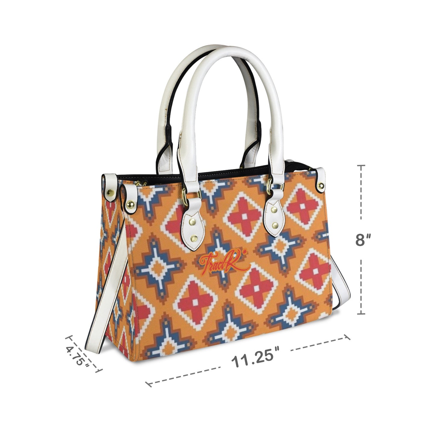 Traci K Designer Western Motif PU Leather Hand Bag White Handle (Model 1747)