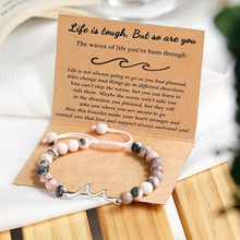 Load image into Gallery viewer, Wave Length Bracelet Inspirational Gifts For Women, Through The Waves Of Life, Life Is Tough But So Are You, A Nature Pink Zebra Stone Encouragement Bracelet Get Well Feel Better Gifts Spiritual Gifts Thoughtful Gifts For Friend
