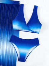 Load image into Gallery viewer, Twisted Gradient Wide Strap Three-Piece Swim Set
