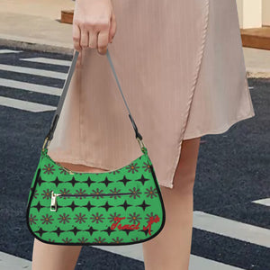 Traci K Designer Patterned Green Shoulder Bag Women's Shoulder Bag-Grey Strap (Model 1748)