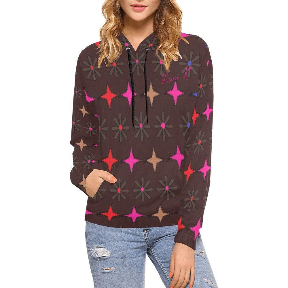 Traci K Trio Patterned Designer Hoodie All Over Print Hoodie for Women (USA Size) (Model H13)
