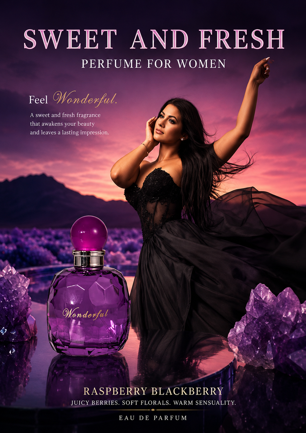 Wonderful - Fragrances by Traci K Beauty 3.4fl Oz Women's Eau De Parfum - A Floral Fruity Fragrance For Women - With Raspberry, Blackberry, Tea, Apple Blossom And Freesi