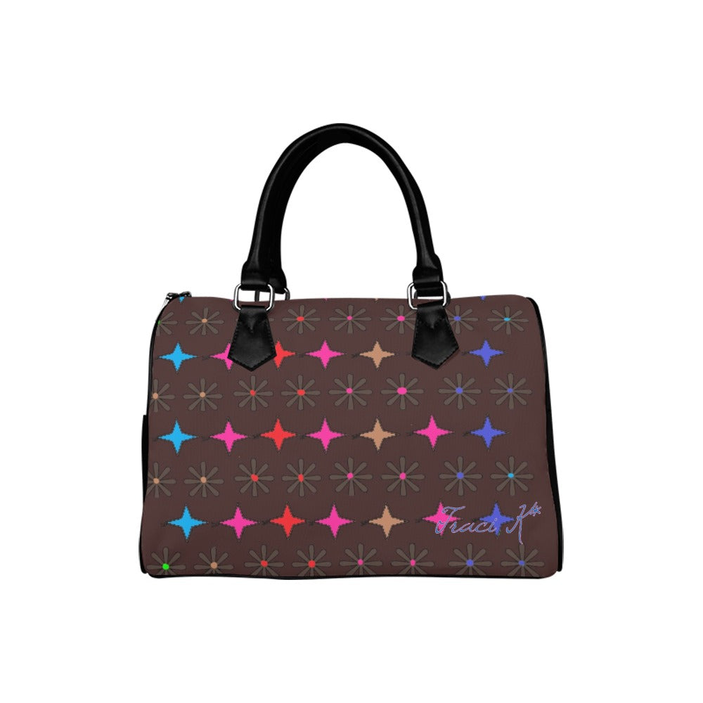 Traci K Signatured Patterned Multi Color Brown Boston Bag Boston Handbag (Model 1621)