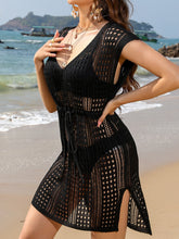 Load image into Gallery viewer, Openwork V-Neck Cap Sleeve Cover-Up
