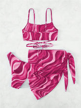 Load image into Gallery viewer, Tied Printed Three-Piece Swim Set
