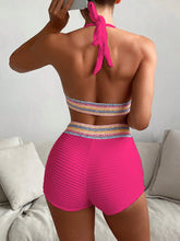 Load image into Gallery viewer, Backless Textured Halter Neck Two-Piece Swim Set
