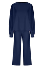 Load image into Gallery viewer, Round Neck Long Sleeve Top and Pants Set
