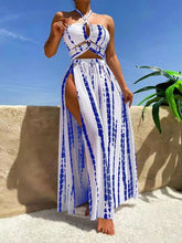 Load image into Gallery viewer, Printed Halter Neck Three-Piece Swim Set
