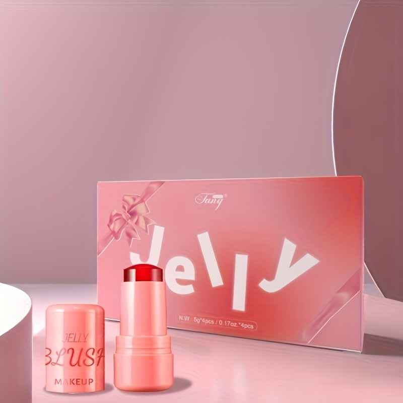 Water Jelly Blush  Skin Makeup All in One by Traci K Beauty Box  4pcs Cooling Water Jelly Tint Makeup Kit, Multi-Use Jelly Lip & Cheek Tint Stain for Valentine's Day