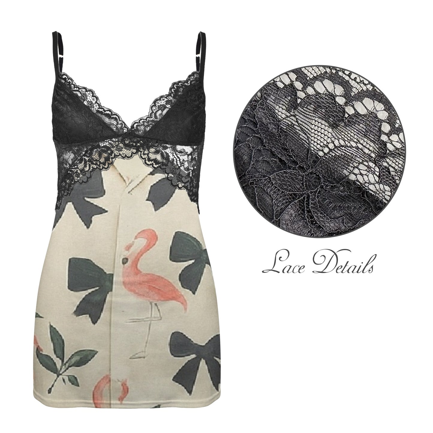 Traci K Designer Satin Lace Low Cut Backless Lingerie Lace Low Cut Backless Cami Dress (Model D72)