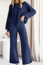 Load image into Gallery viewer, Round Neck Long Sleeve Top and Pants Set
