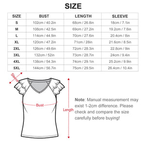 Traci K Signatured Designer V-neck T-shirt Women's Ruffle Sleeve V-Neck T-Shirt