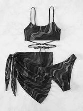 Load image into Gallery viewer, Tied Printed Three-Piece Swim Set
