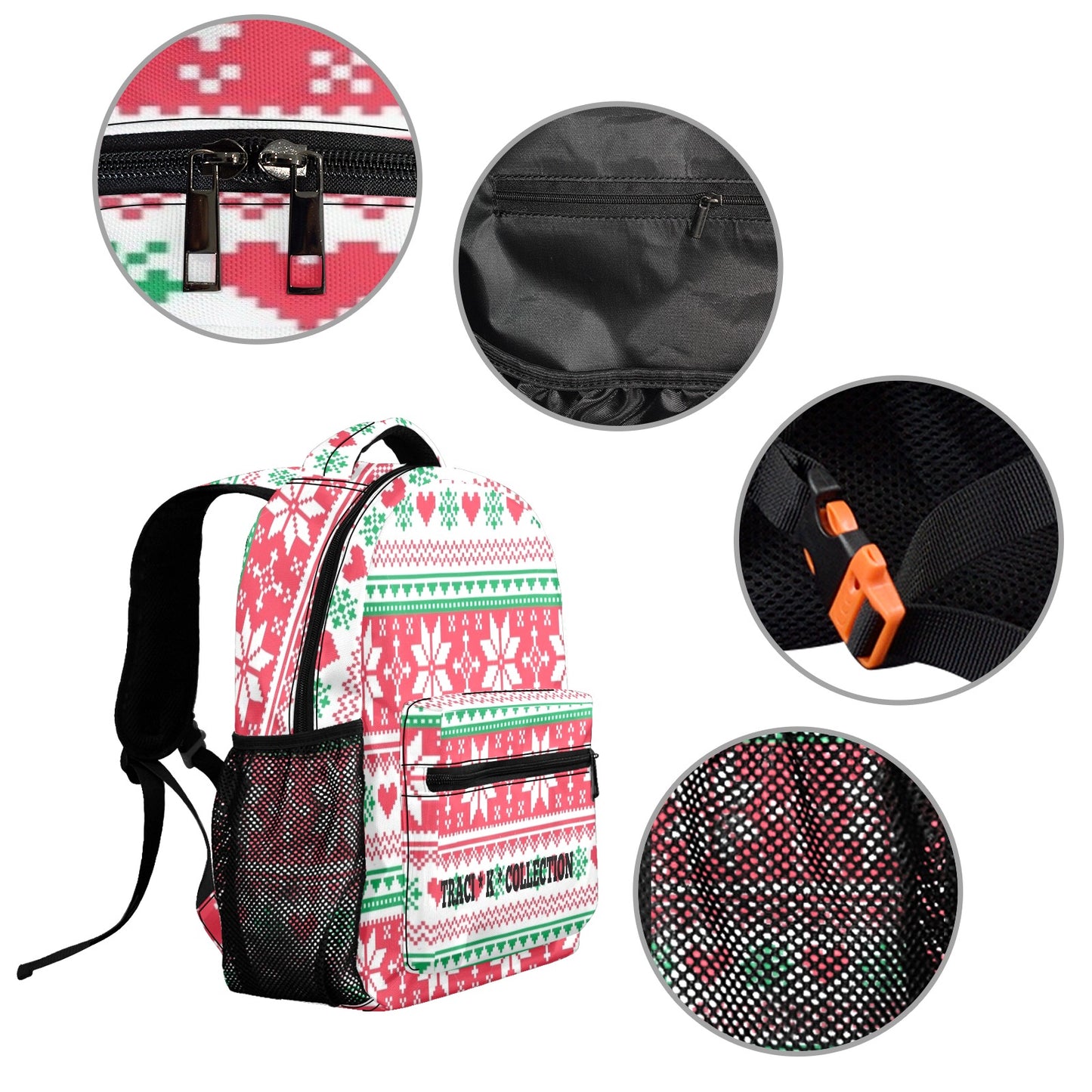 Traci K Collection Holiday Heart Flake Backpack 17-inch Casual Backpack