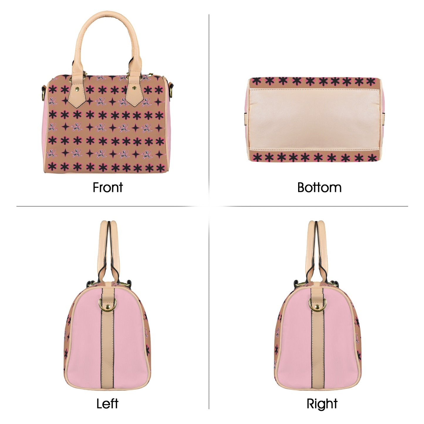 Traci K Designer Signature Bag Boston Handbag-Khaki Handle (Model 1746)( Pink