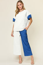 Load image into Gallery viewer, Double Take Full Size Texture Contrast T-Shirt and Wide Leg Pants Set
