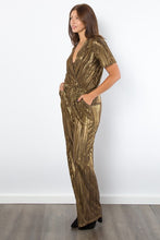 Load image into Gallery viewer, Be Stage Surplice Short Sleeve Pleated Foil Jumpsuit
