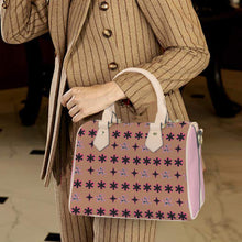Load image into Gallery viewer, Traci K Designer Signature Bag Boston Handbag-Khaki Handle (Model 1746)( Pink
