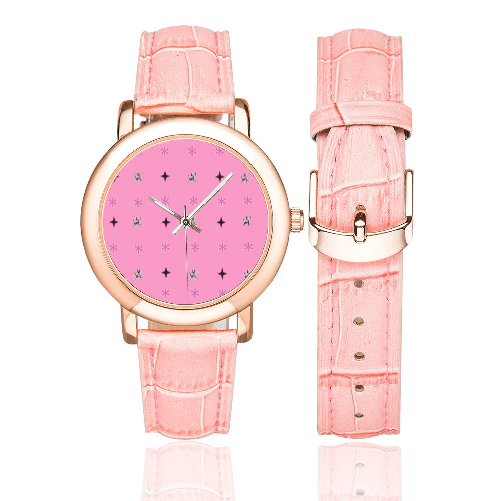 Traci K Luxury Designer Rose Gold Watch Women's Rose Gold Leather Strap Watch(Model 201)