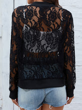 Load image into Gallery viewer, Sheer Lace Zip Up Long Sleeve Jacket
