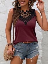 Load image into Gallery viewer, Lace Detail Heathered Tank
