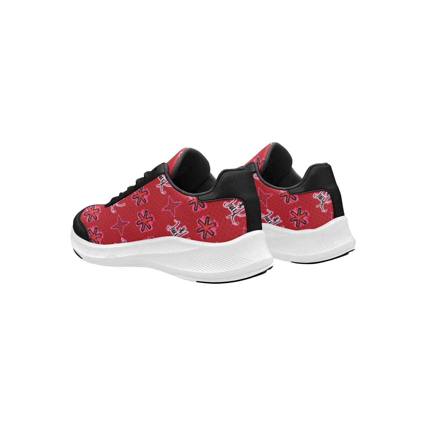 Traci K Designer Signatured Pattern Athletic Shoes Red/Black Women's Mudguard Running Shoes (Model 10092)
