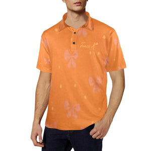 Traci K Orange Put a Bow On It Designer Men Polo Shirt Men's All Over Print Polo Shirt (Model T55)