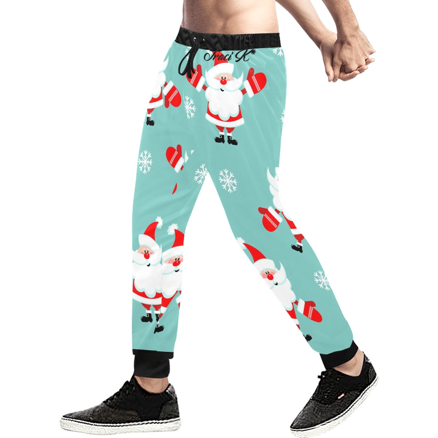 Traci K* Cute Mens Santa Joggers Men's All Over Print Sweatpants (Model L11)