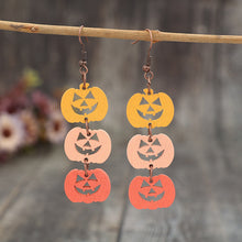 Load image into Gallery viewer, Wooden Contrast Pumpkin Earrings
