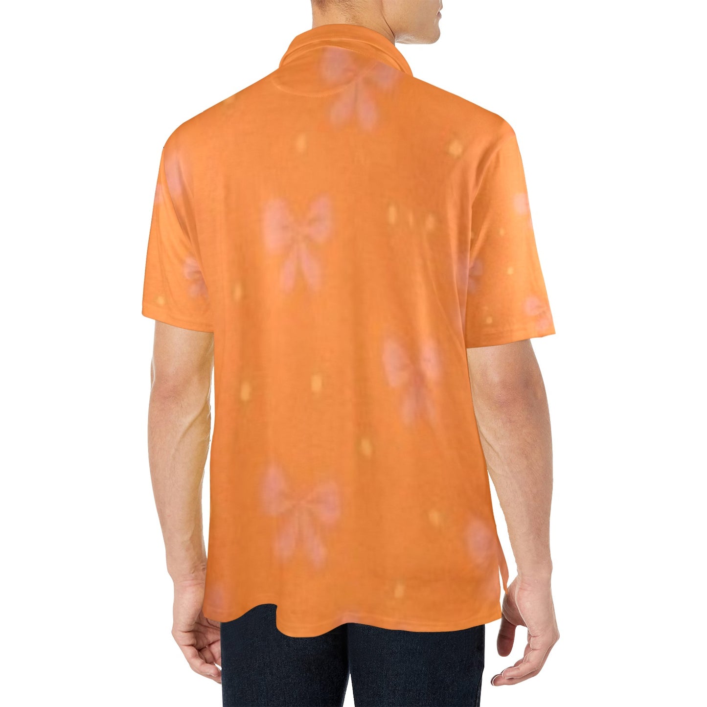 Traci K Orange Put a Bow On It Designer Men Polo Shirt Men's All Over Print Polo Shirt (Model T55)
