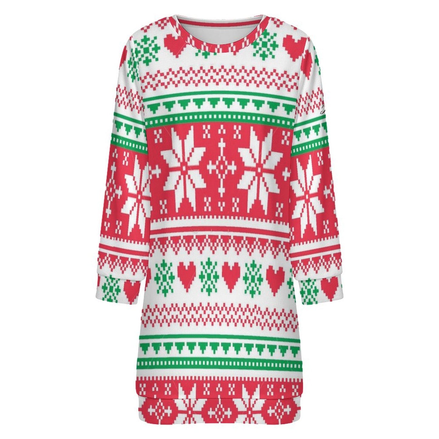 Traci K Collection Women's Holiday Red/White/Green Sweater Dress