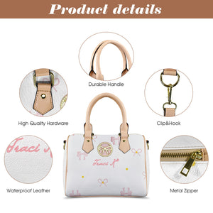 Traci K Put a Bow On It Boston Sachel Handbag Boston Leather Handbag-Khaki Handle (Model 1746)