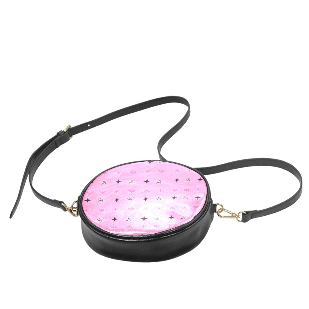 Traci K Designer Patterned Pink Sling Bag Round Round Sling Bag (Model 1647)