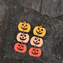 Load image into Gallery viewer, Wooden Contrast Pumpkin Earrings
