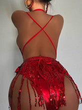 Load image into Gallery viewer, Tied Sequin Plunge One-Piece Swimwear
