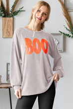 Load image into Gallery viewer, Heimish BOO Round Neck Long Sleeve Ribbed T-Shirt
