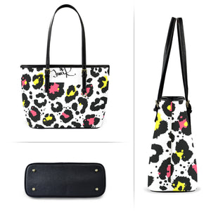 Traci K Designer Animal Print Leather Tote Leather Tote Bag-Small Model (1651)