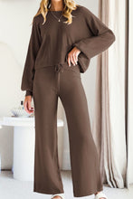 Load image into Gallery viewer, Round Neck Long Sleeve Top and Pants Set
