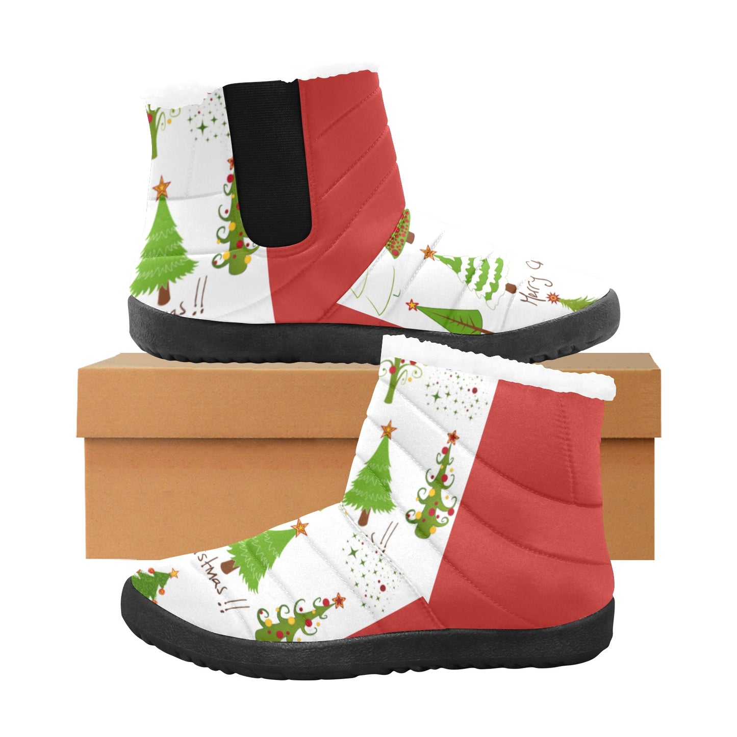Christmas Tree Boots Women's Cotton-Padded Shoes (Model 19291)