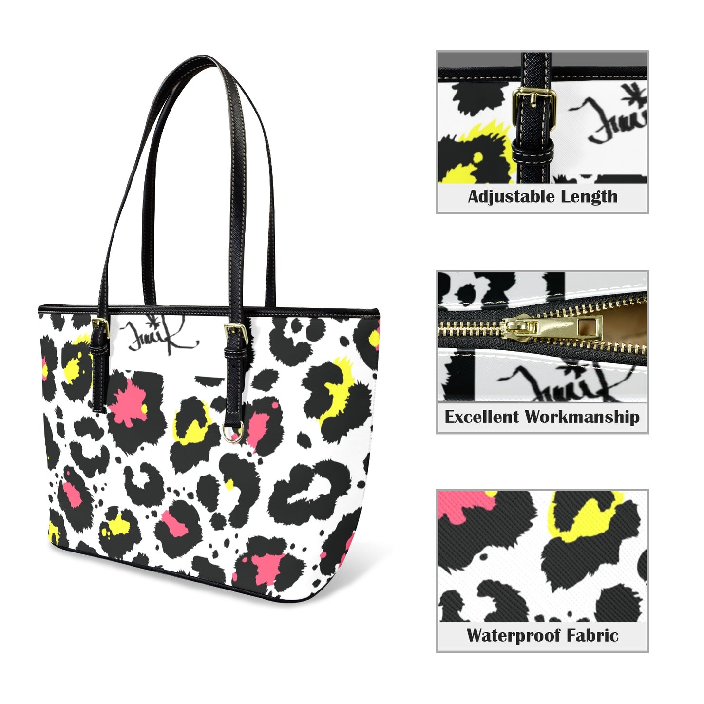 Traci K Designer Animal Print Leather Tote Leather Tote Bag-Small Model (1651)