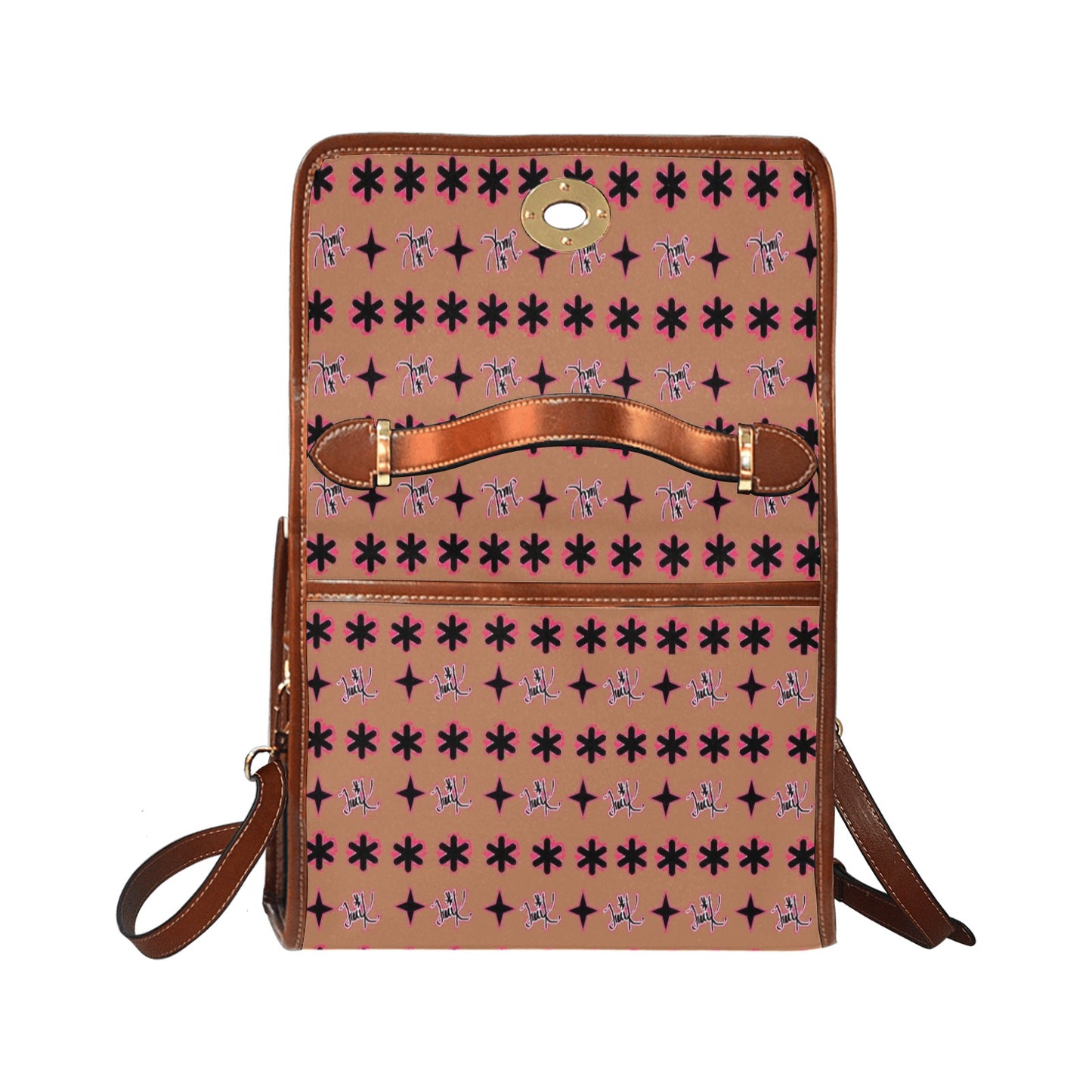 Traci K Original Signatured Pattern Bag Waterproof Canvas Bag-Brown (All Over Print) (Model 1641)