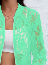 Load image into Gallery viewer, Sheer Lace Zip Up Long Sleeve Jacket
