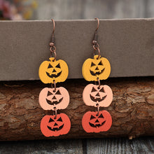 Load image into Gallery viewer, Wooden Contrast Pumpkin Earrings
