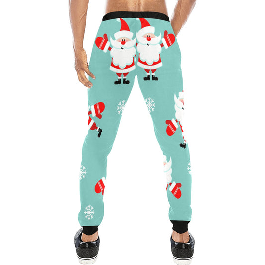 Traci K* Cute Mens Santa Joggers Men's All Over Print Sweatpants (Model L11)