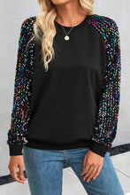 Load image into Gallery viewer, Sequin Round Neck Long Sleeve Blouse
