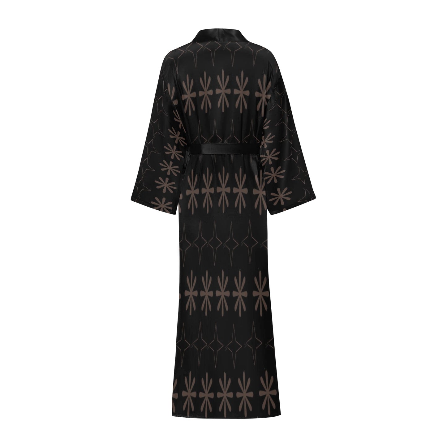 Traci K* Designer Pattern Long Kimono Robe Black Long Kimono Robe