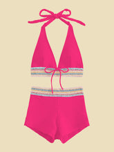 Load image into Gallery viewer, Backless Textured Halter Neck Two-Piece Swim Set
