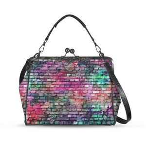 Traci K Signatured Colorful Brickwall KissLock Bag Kisslock Crossbody Shoulder Bag (Model 1752)