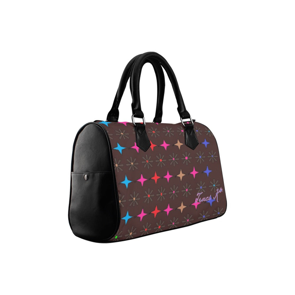 Traci K Signatured Patterned Multi Color Brown Boston Bag Boston Handbag (Model 1621)