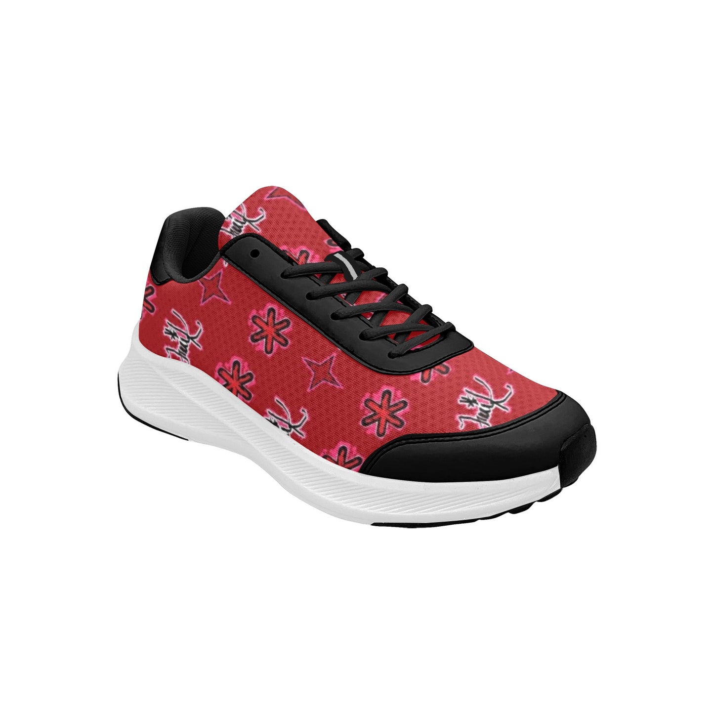 Traci K Designer Signatured Pattern Athletic Shoes Red/Black Women's Mudguard Running Shoes (Model 10092)